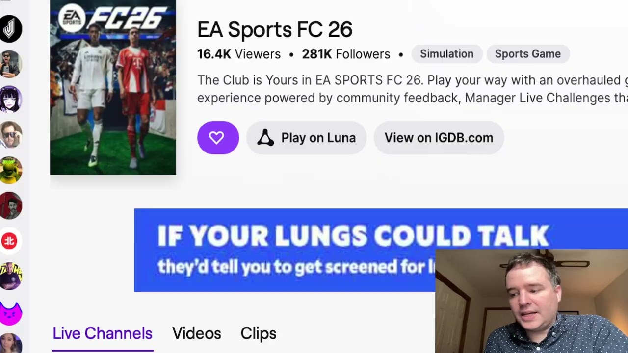 Your best choice as a sports game video streamer, what gives you the largest viewer base?