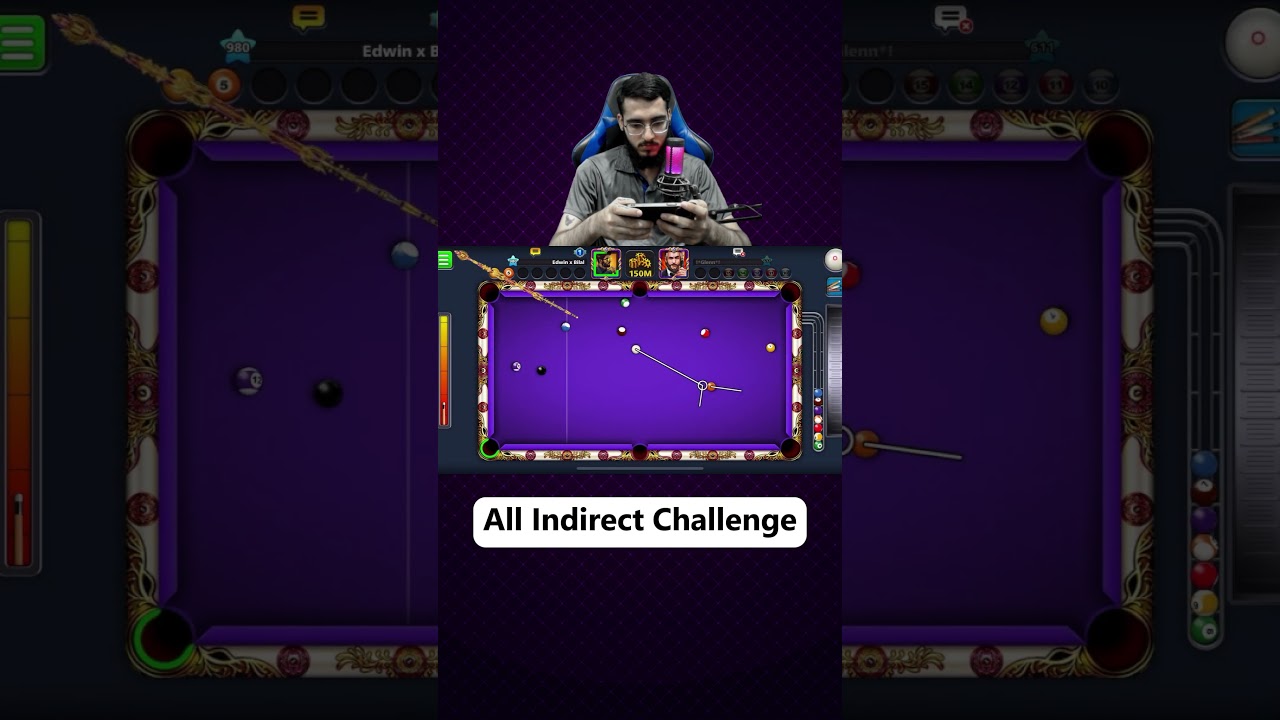 All indirect challenge #8ballpool #shorts #snooker