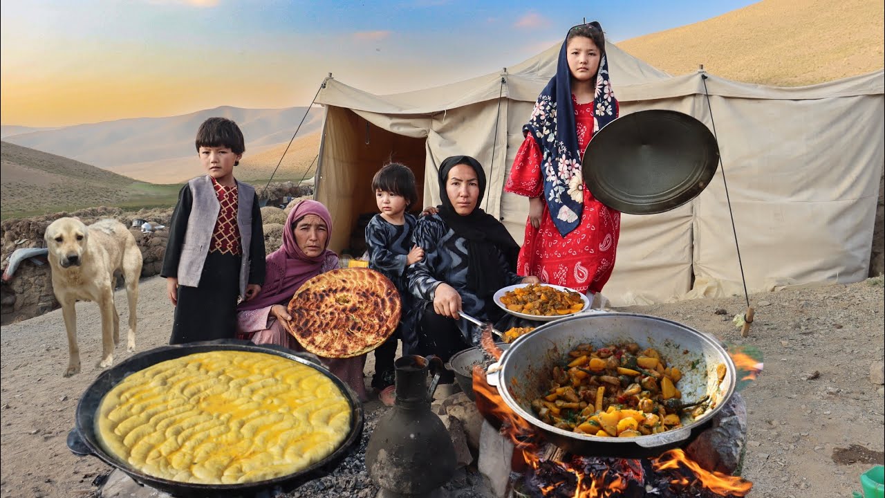 Surviving in the Highest Mountain of Afghanistan | Nomadic People Cooking Village Style Food