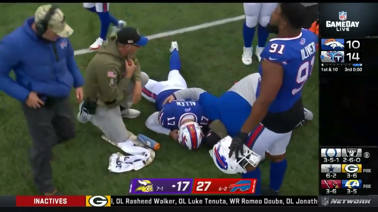 Josh Allen he is lying down, seems to affect the injury