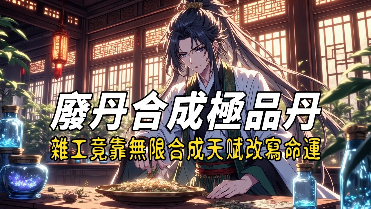 《廢丹合成極品丹？雜工竟靠無限合成天赋改寫命運》穿越修仙界淪為底層雜工？身懷「無限合成欄」天賦，廢丹變神丹、功法秒進化！看他如何從螻蟻翻身，踏上一條無人能敵的成仙之路！#修仙 #穿越 #動漫