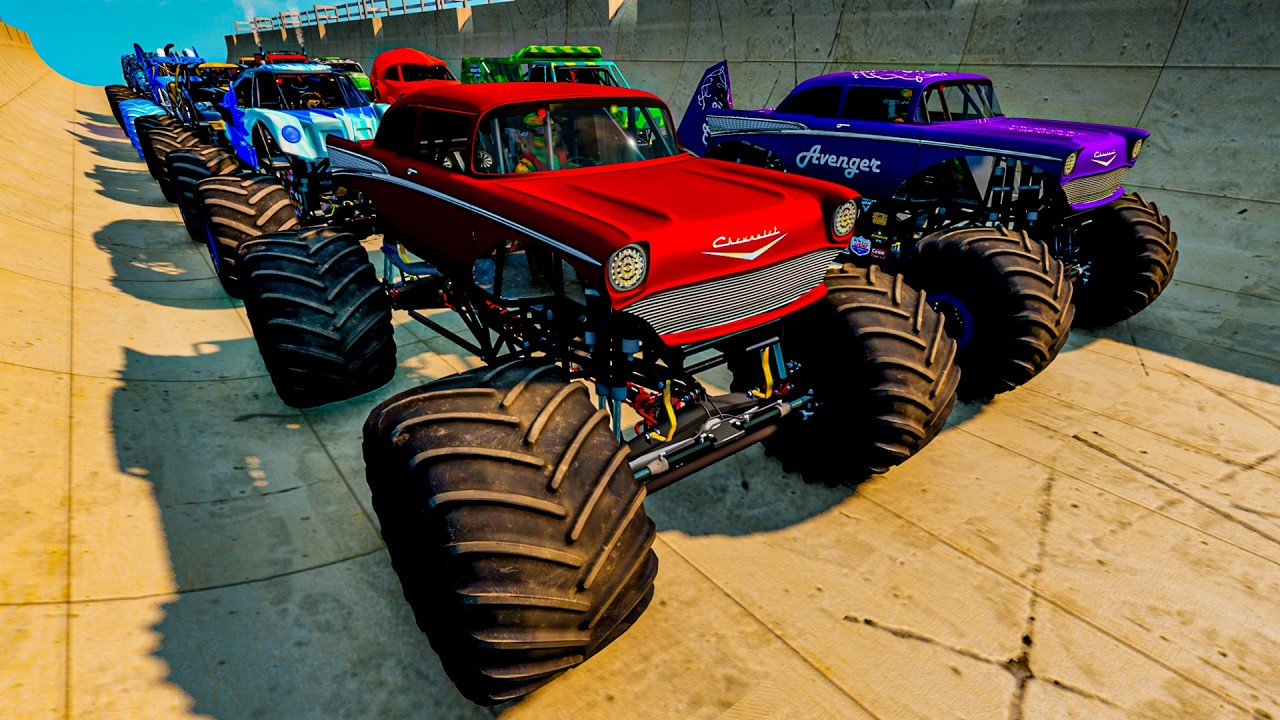 Epic High Speed monster trucks jumps stunt & crashes #49 | BeamNG Drive