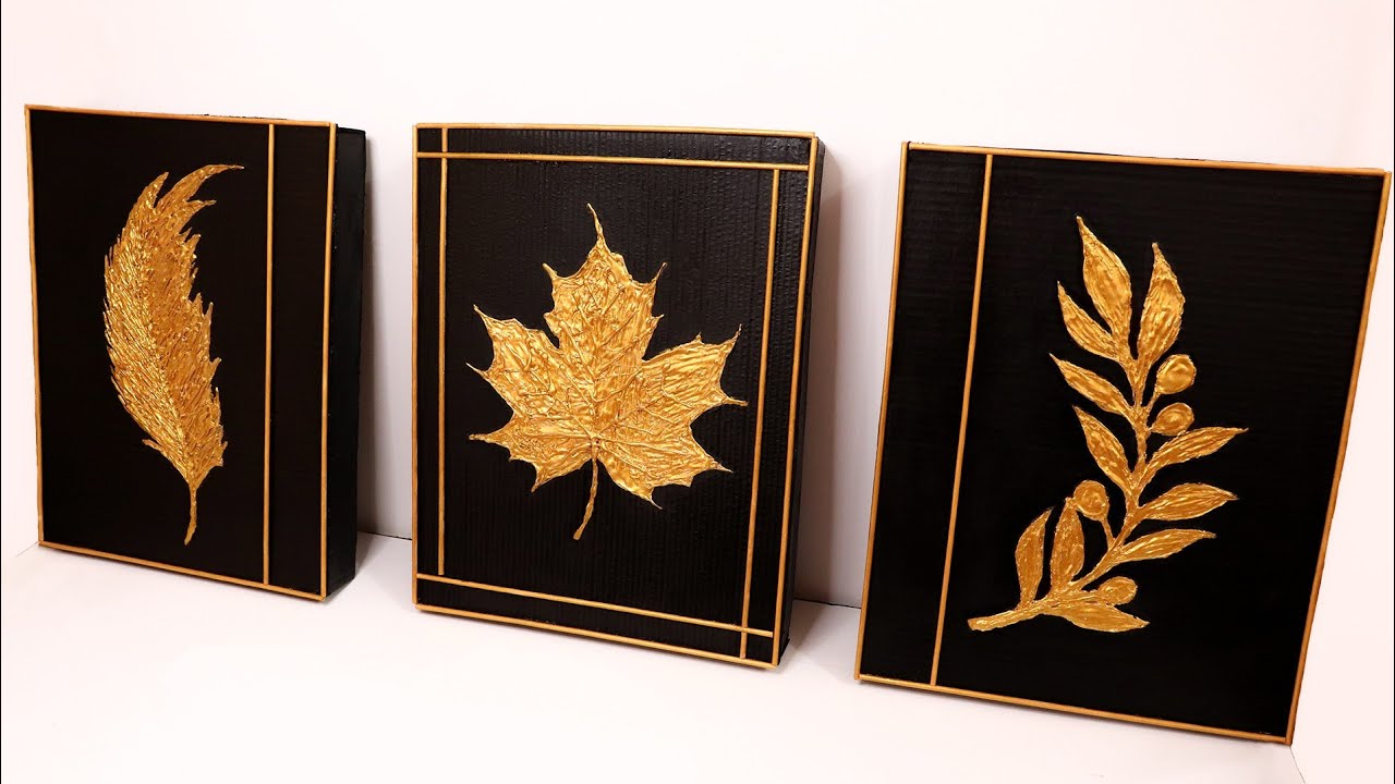عمل لوحات ديكور من الكرتون ومسدس الشمع | Diy Wall Art Ideas with Cardboard