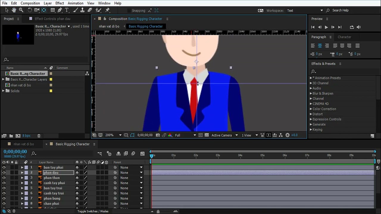Học motion graphic với after effect: Rigging nhân vật giả lập xương #1