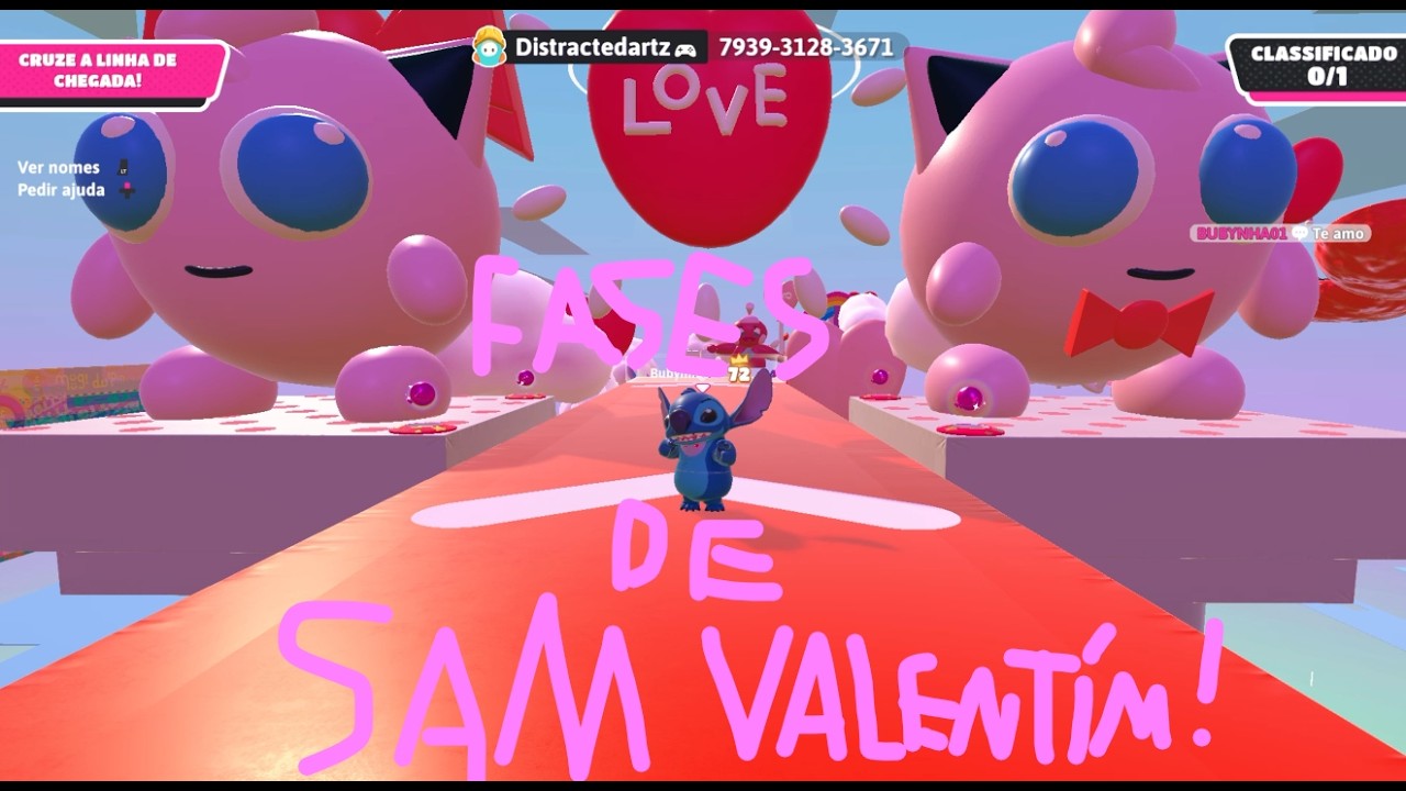 Fall guys - Melhores fases de Sam Valentím 2026 !!!