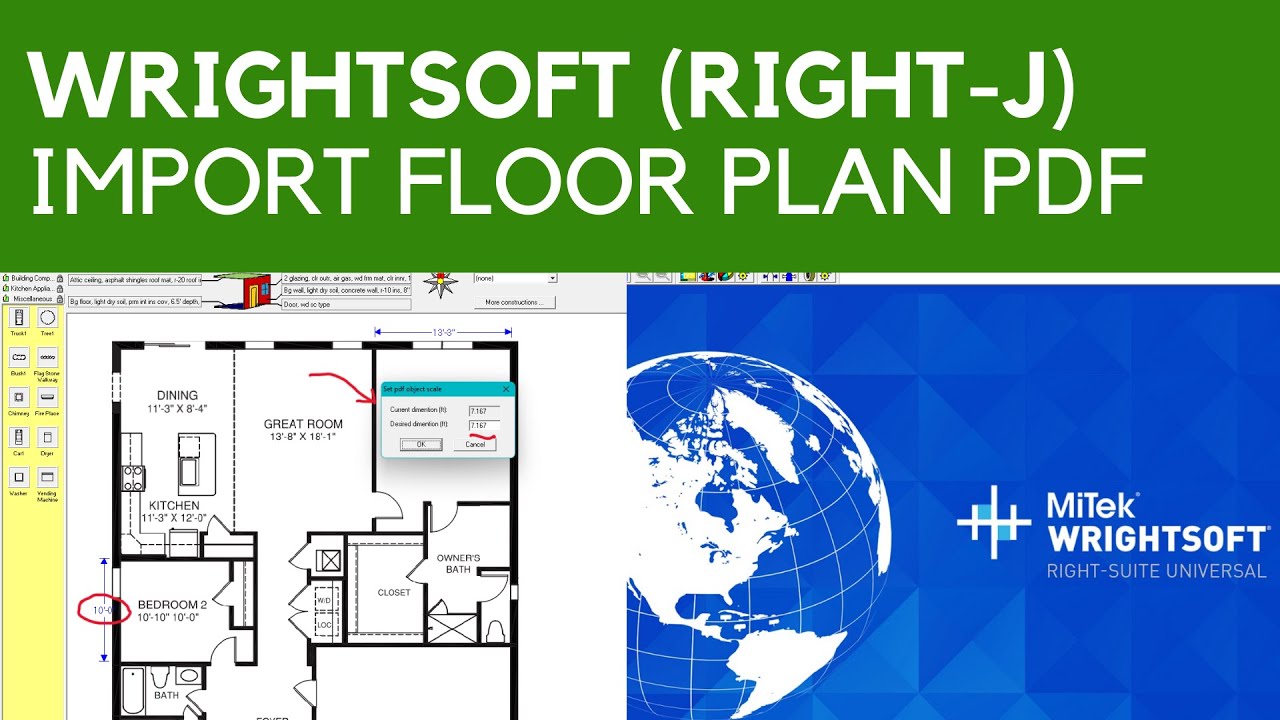 Wrightsoft: Ручной расчёт тепловой нагрузки J — импорт плана этажа в формате PDF