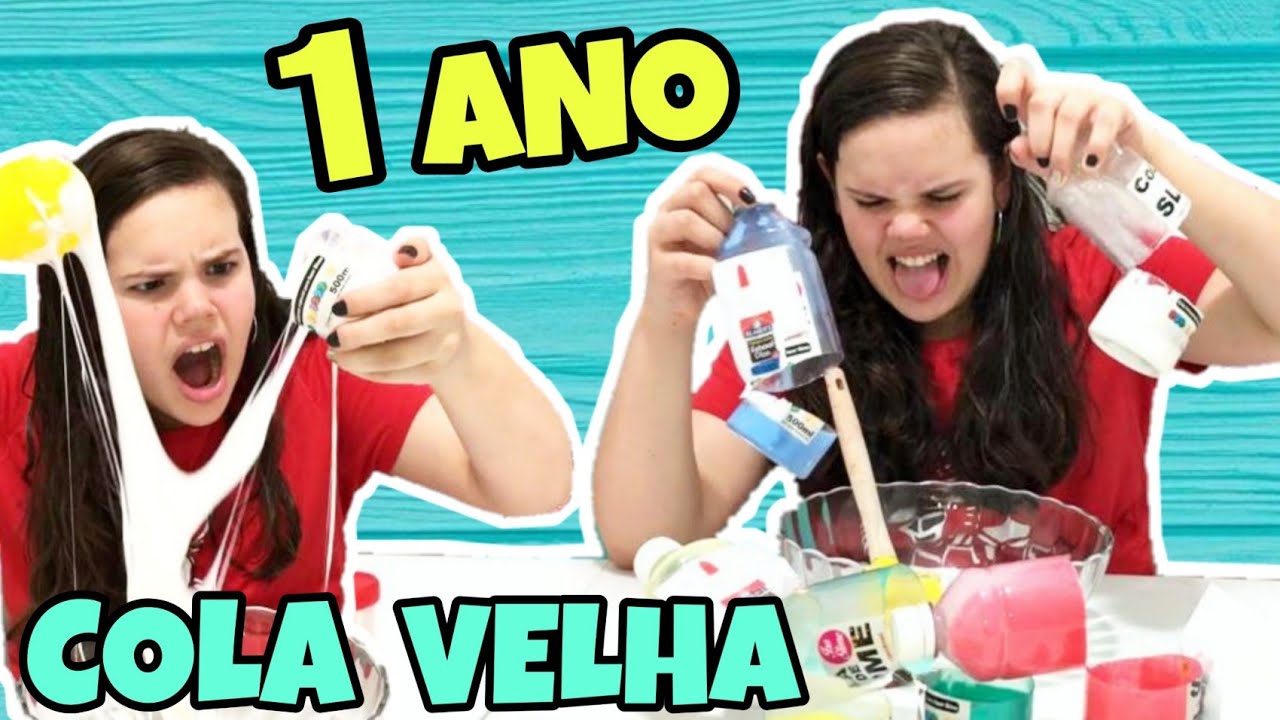 FAZENDO SLIME SÓ COM COLAS VELHAS - MAIS DE 1 ANO!!