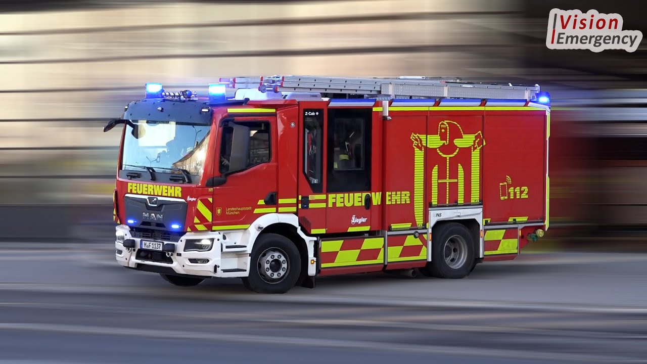 NEUES HLF 20 Feuerwehr M&uuml;nchen - Prototyp r&uuml;ckt von FW 5 aus!