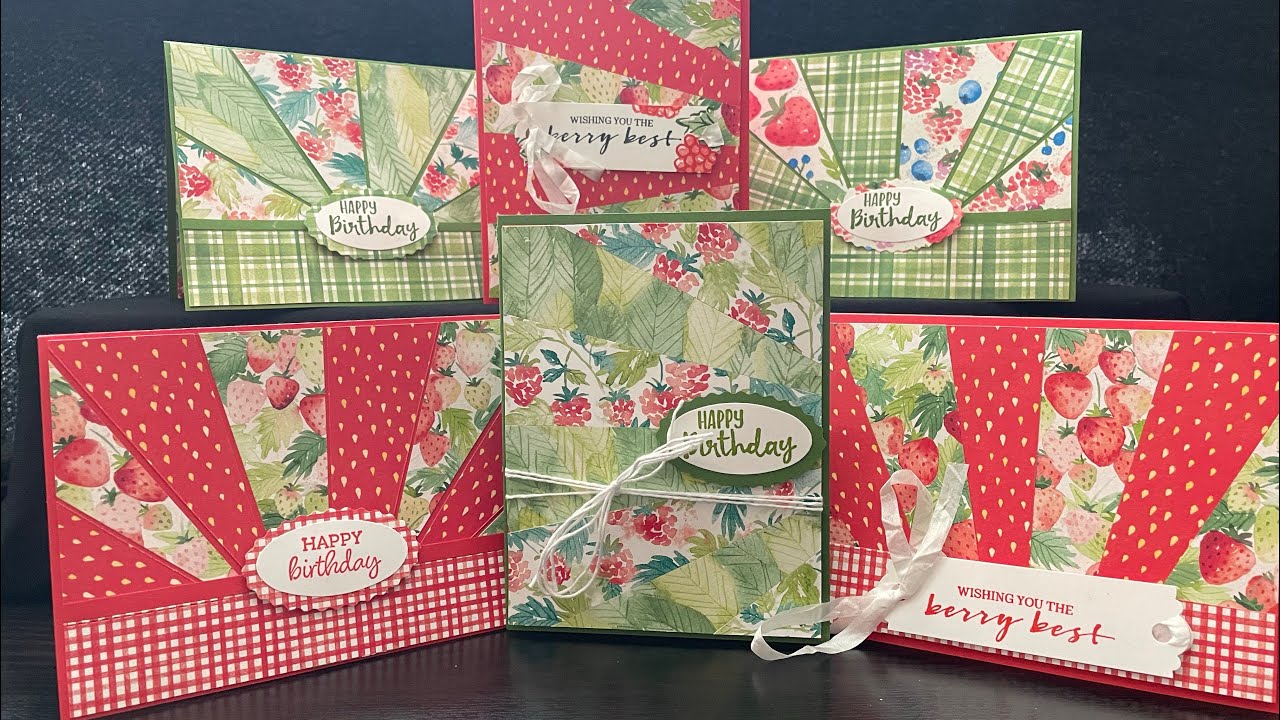 ☀️✨💫Sunburst cards using scraps of the beautiful Berry Delightful paper!💫✨☀️