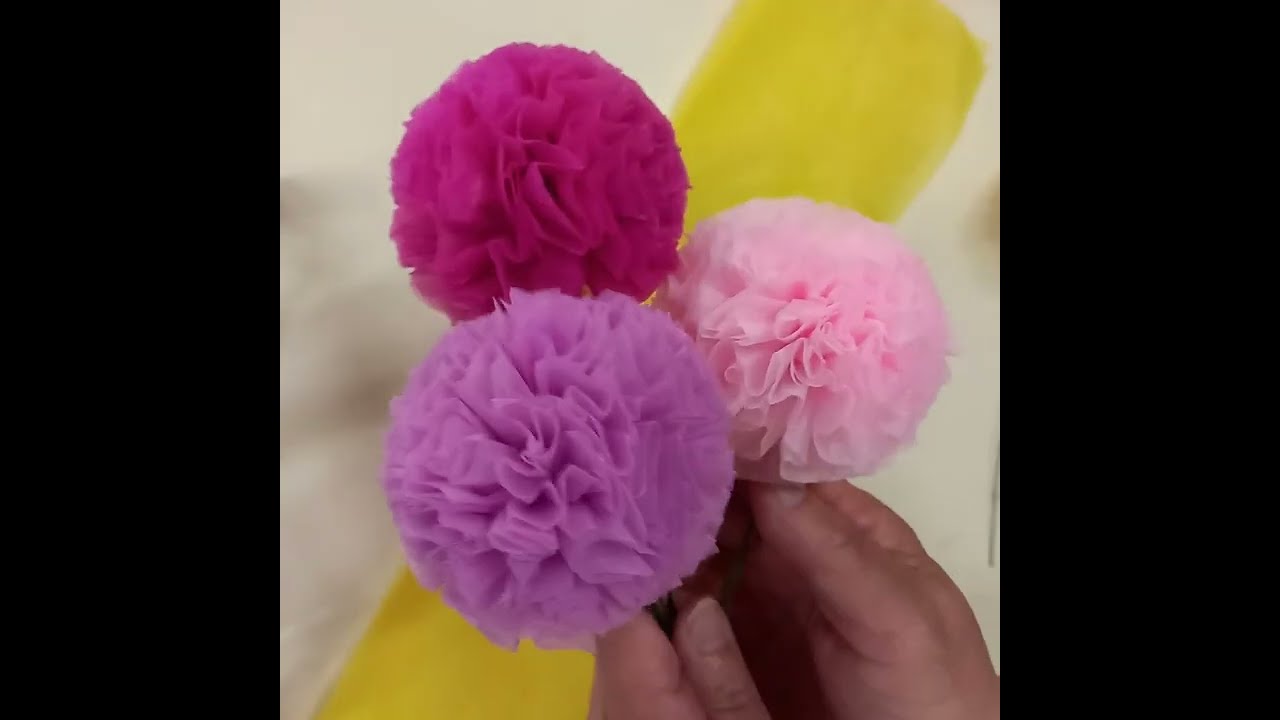 DIY. 부직포 꽃포장지로 퐁퐁꽃을 만들어 디퓨저에 장식 했어요~