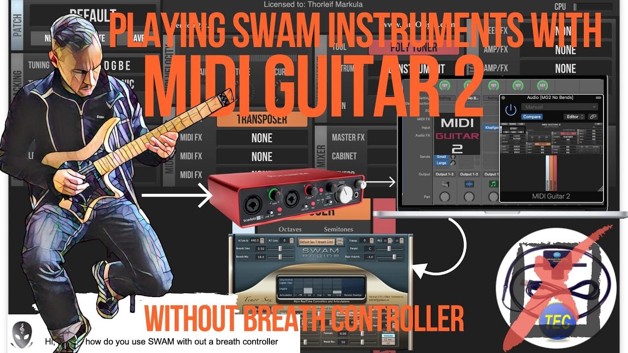 Playing SWAM Instruments with MIDI Guitar 2 WITHOUT breath controller