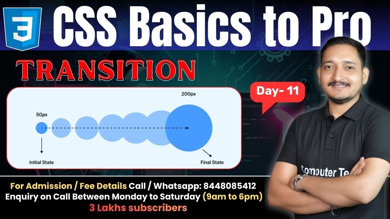 #11 CSS Transition with Example | CSS Tutorial for Beginners | Computer Tech Academy