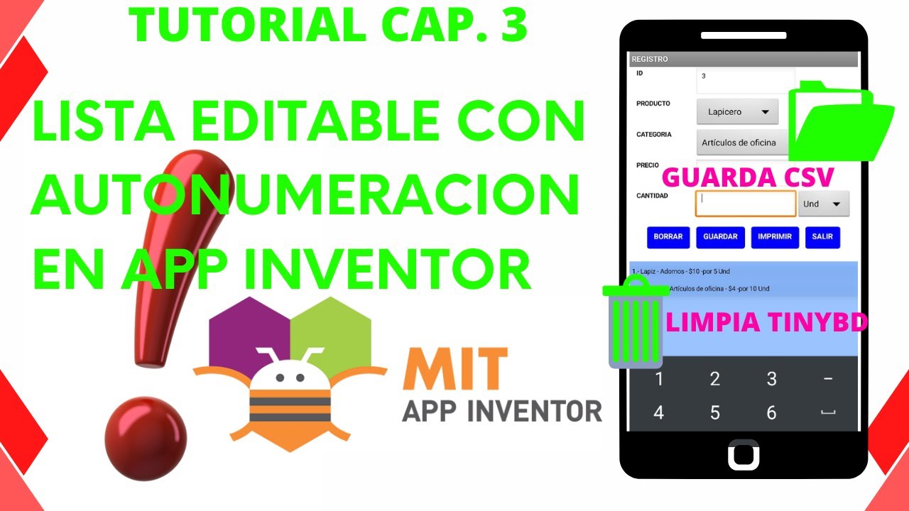CREA TU LISTA EDITABLE CON AUTONUMERACION EN APP INVENTOR 3/3