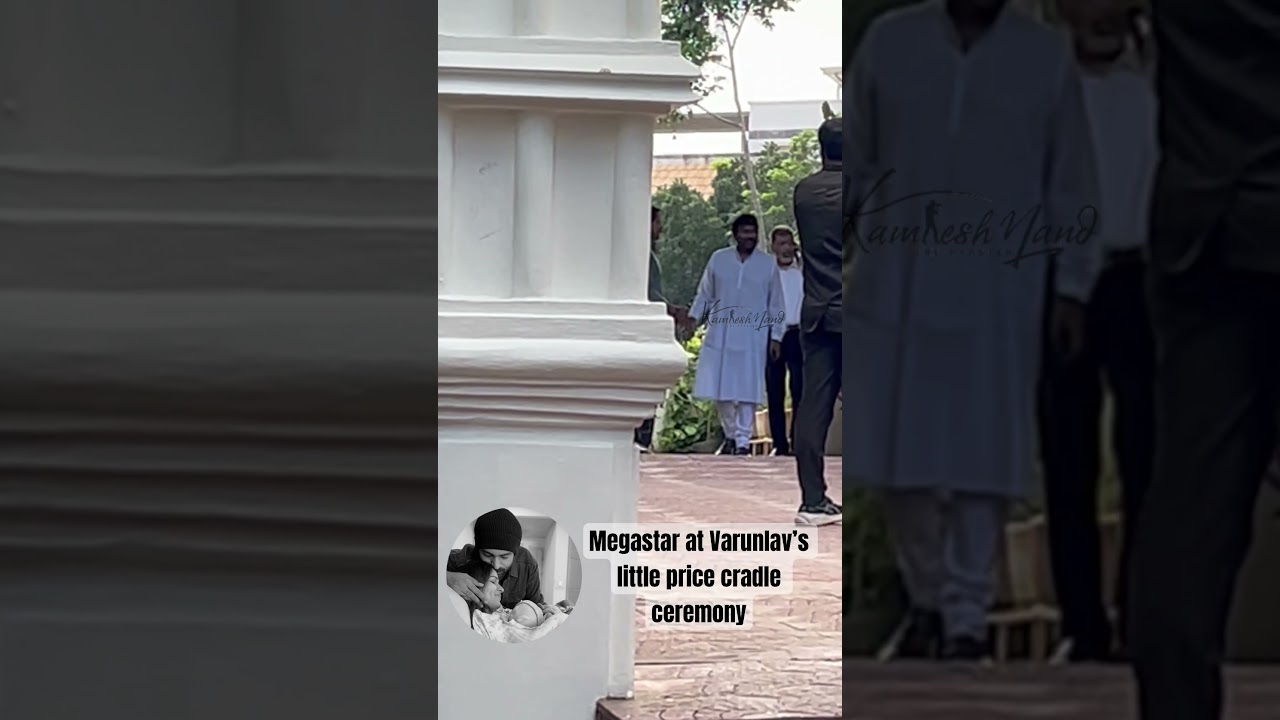 Megastar Chiranjeevi at varuntej home for little mega prince cradle ceremony in hyd