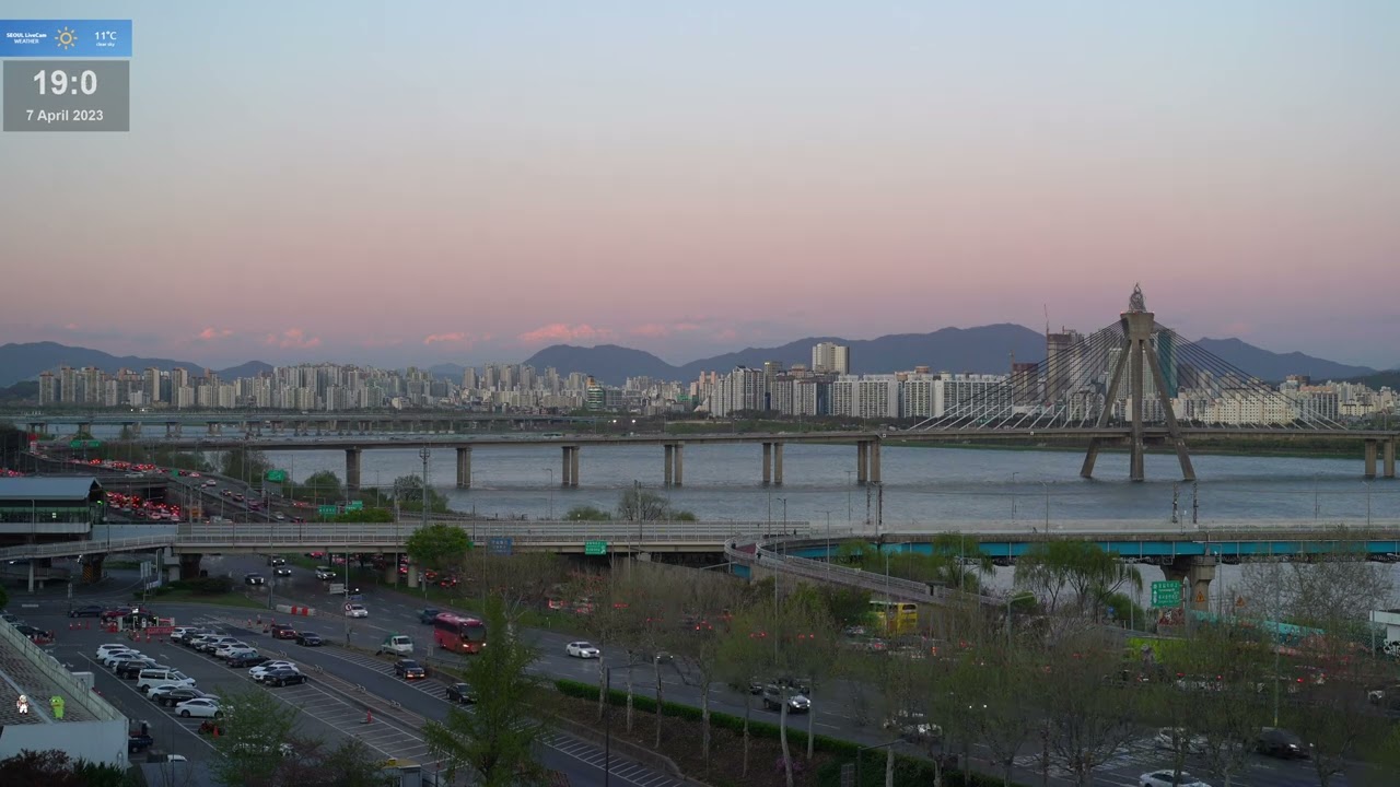 올해 가장 맑은날 초저녁부터 밤 올림픽대교