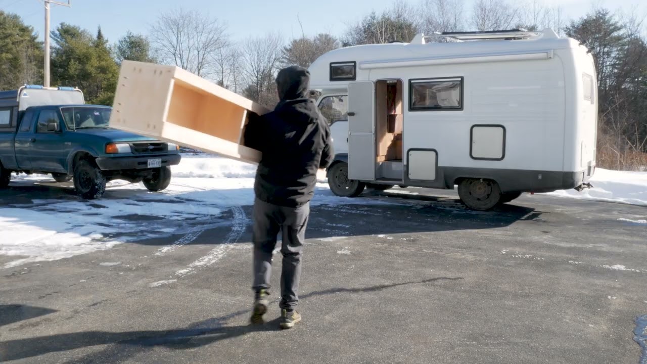 Cabinets in!! Isuzu Elf camper build.