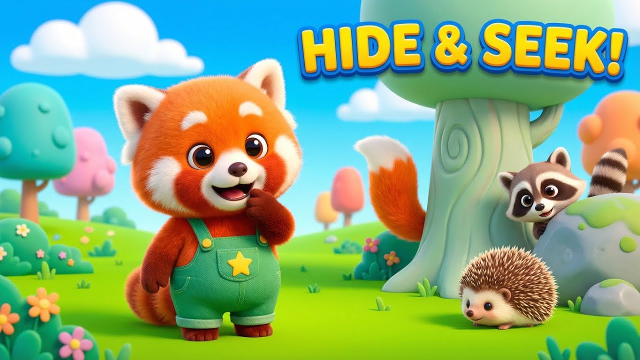Riko Plays Hide and Seek 🐼🦊🦝 | Cute Red Panda Fun Kids Cartoon