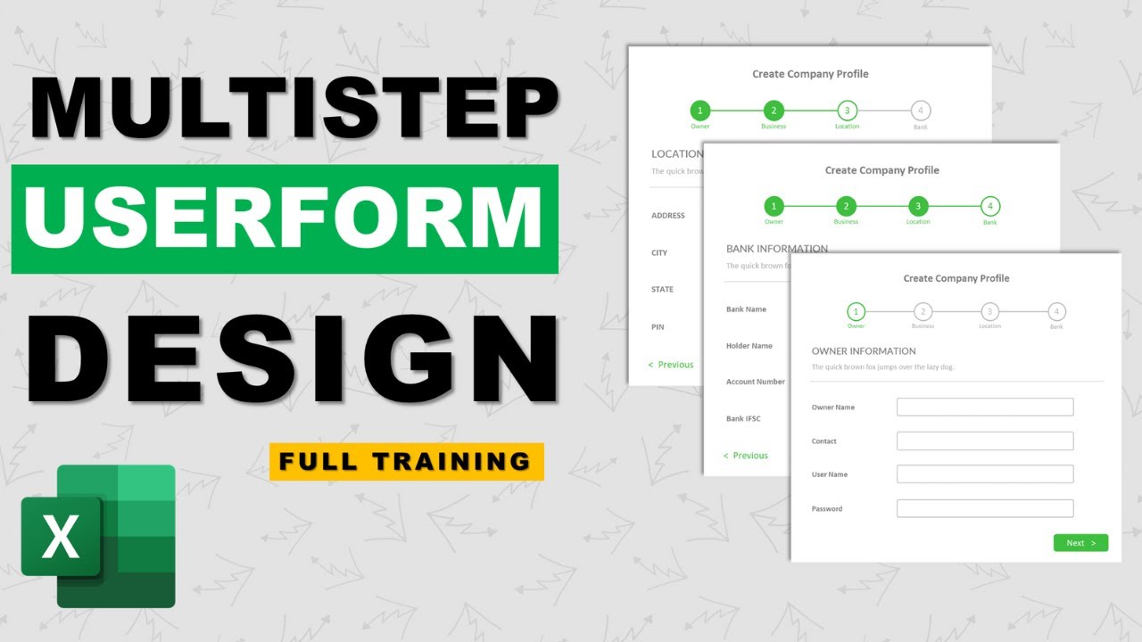 Multistep userform design in excel | Advanced excel
