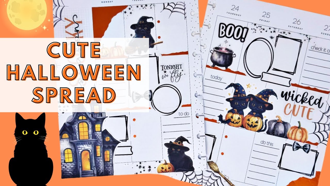 PLAN WITH ME | CUTE BLACK CAT HALLOWEEN SPREAD | HAPPY PLANNER
