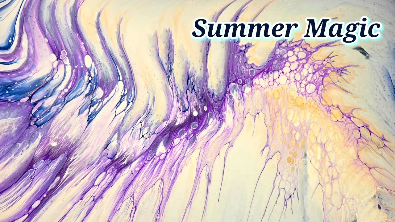 Summer Magic ✨️ GIANT Acrylic Wandering Straight Pour with Amsterdam Pearls!