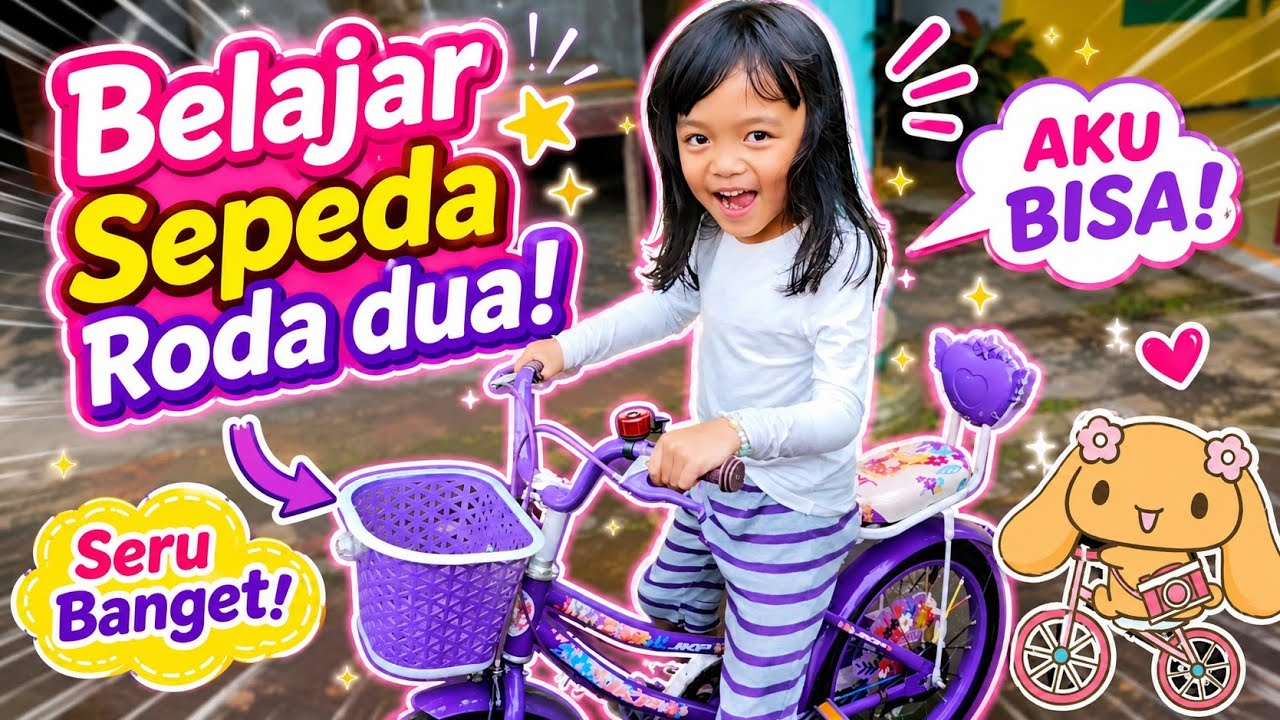 Alesha belajar sepeda roda dua