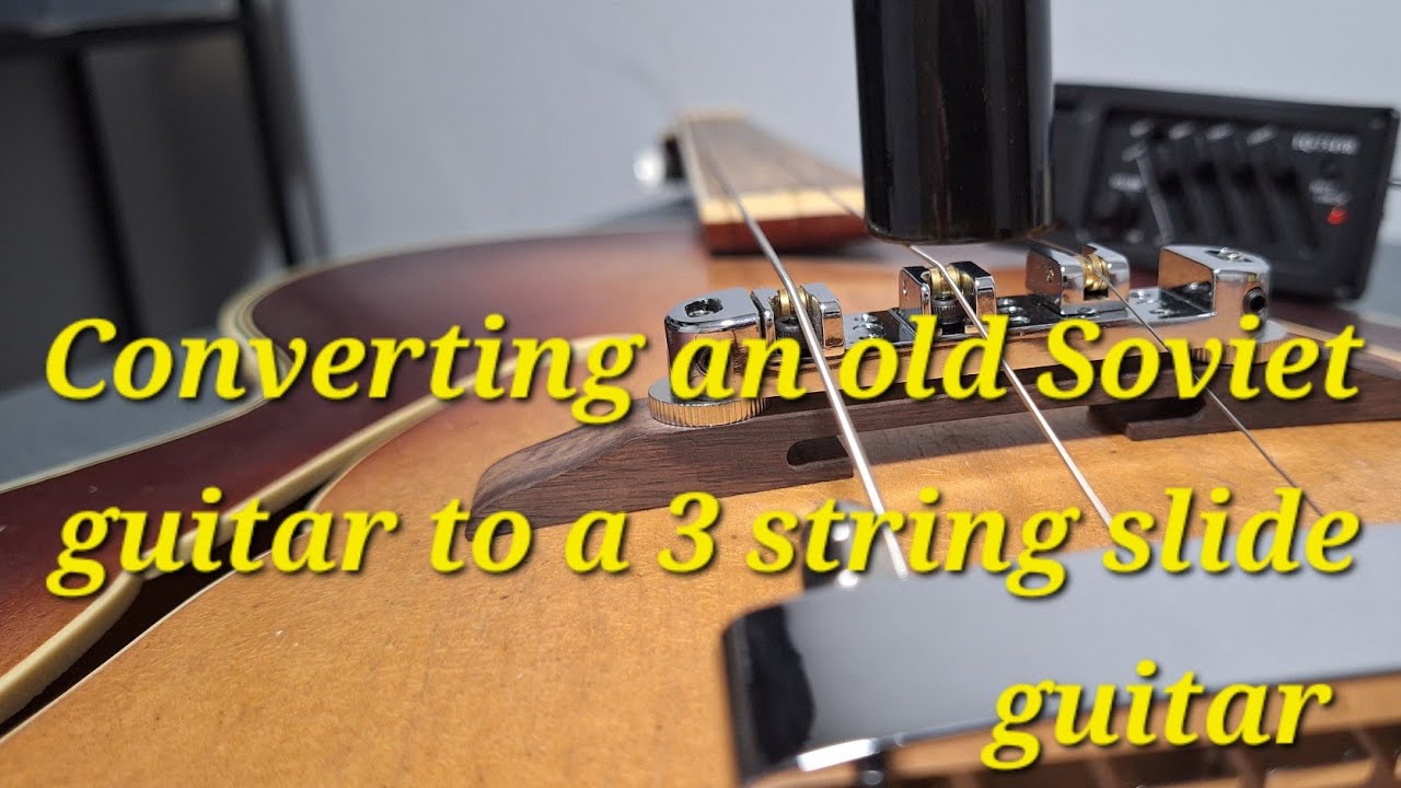 Converting an old Soviet guitar into a 3 string slide guitar pt1 #guitar #music #blues #guitarist 