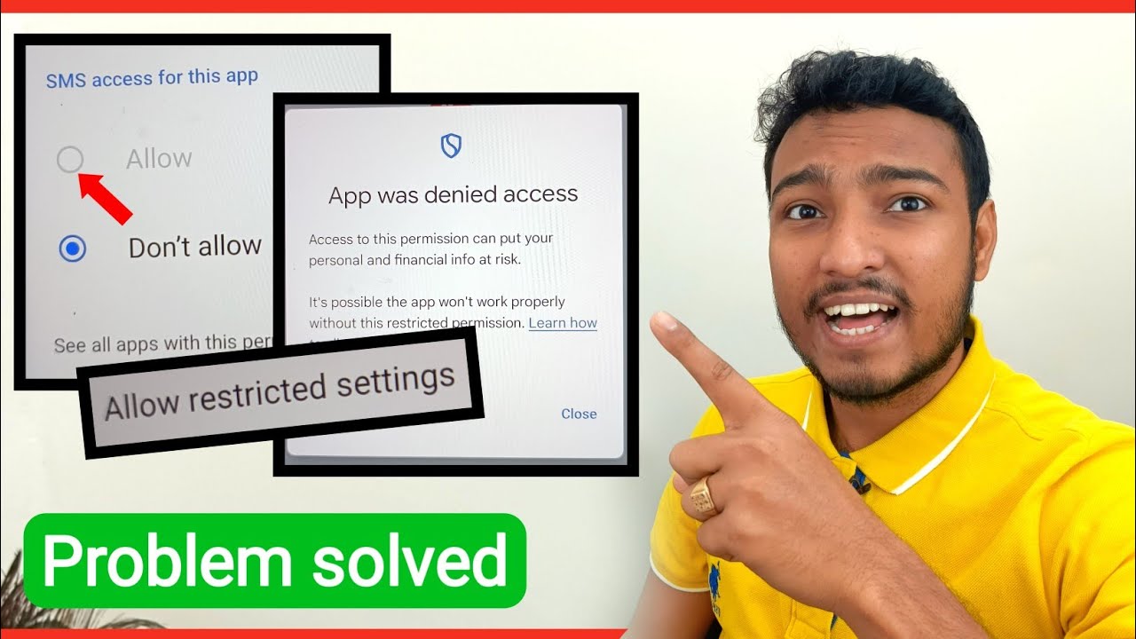 SMS permission App was denied access || Play Protect settings || Allow restricted settings?