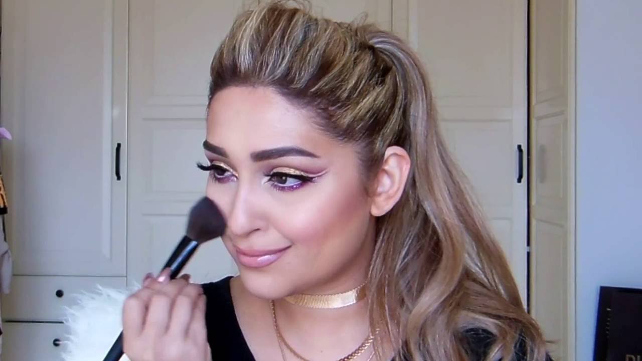 HUDA BEAUTY ROSE GOLD EDITION PALETTE EID LOOK\SOFT GLITTER EASY CUT CREASE\NUDE LIPS @NAZANASGHAR
