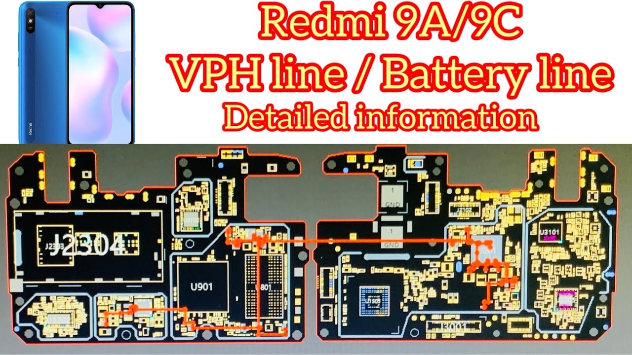 Redmi 9A VPH line (way) Battery line || 9A Daigram #9adaigram #9avphline #daigram #9a