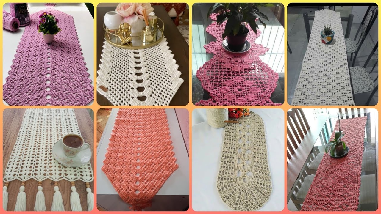 Different elongate crochet table runner ideas #viral #beauty #diy