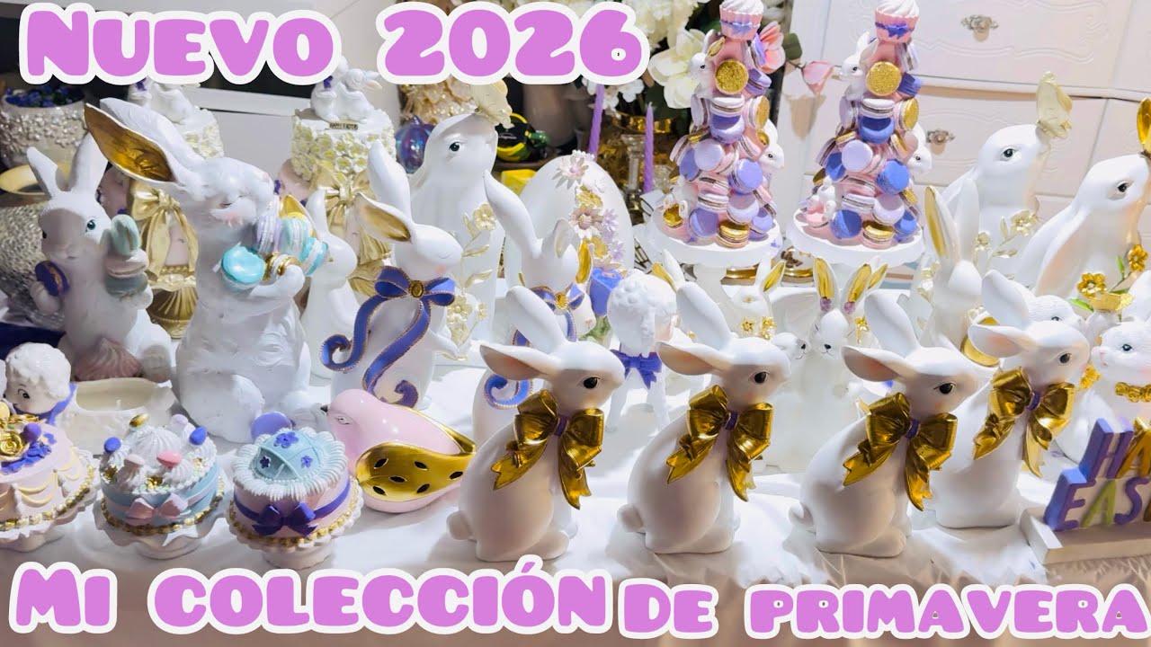 Nuevo decoración. ￼ Para primavera 2026.En color ￼ lila con dorado.🐇🎀.