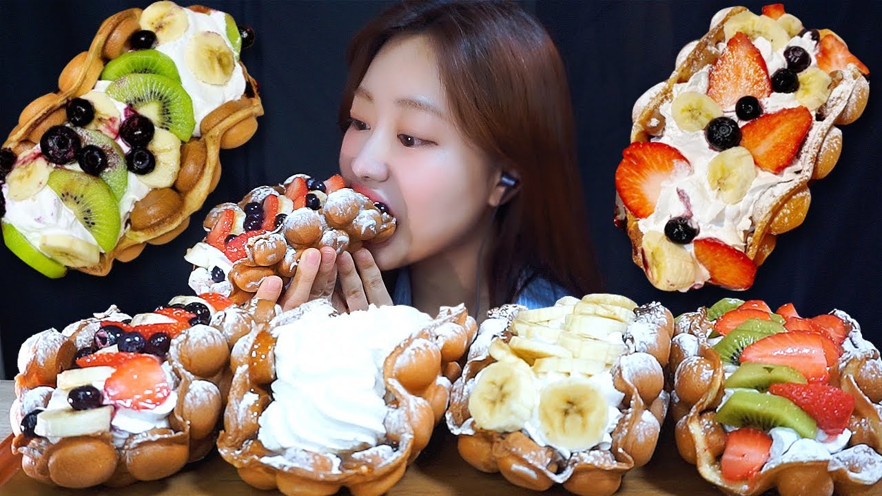 ASMR 크림 가득 터질듯한 다양한 홍콩와플 먹방 !( Waffle Dessert Mukbang Eating show )