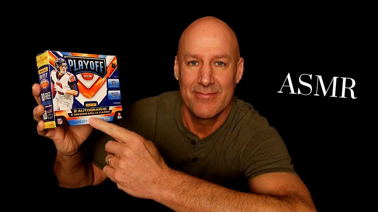 ASMR: AWESOME PULL!! FOOTBALL CARDS AND BUBBLE GUM~2018 PANINI PLAYOFF HOBBY BOX~SOFT SPOKEN