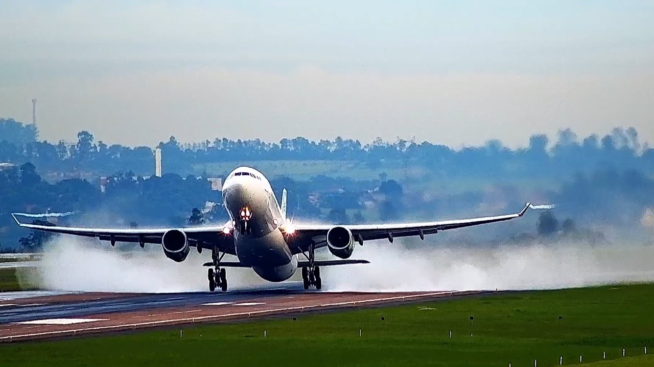 CENA LINDA: AVIÃO CARGUEIRO MEXICANO SECANDO A PISTA DURANTE A DECOLAGEM EM VIRACOPOS: AIRBUS A333F