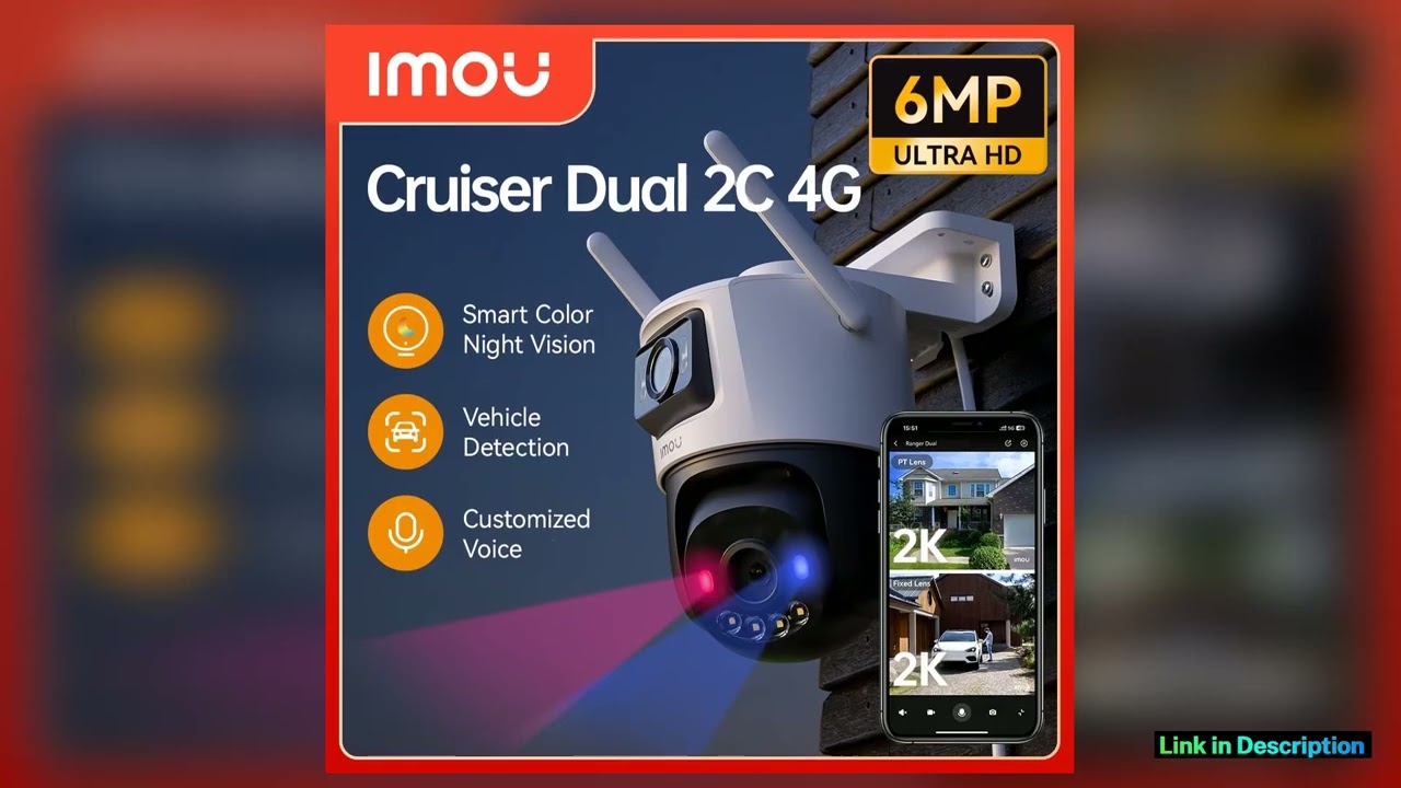 IMOU Cruiser Dual 2C 4G Dual Lens Security Camera AI Human Vehicle Detection RedBlue Warning Light