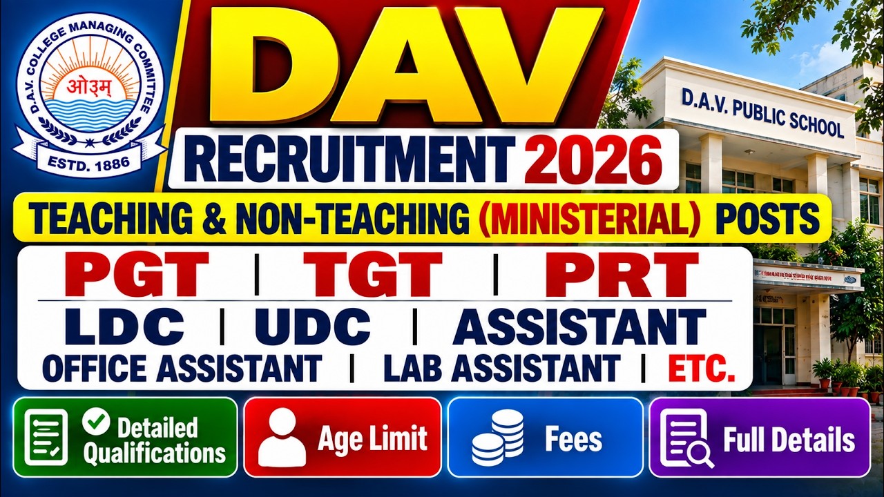DAV Recruitment 2026 🎯 Teaching & Non Teaching Posts | PGT, TGT, PRT, LDC, UDC, Assistant