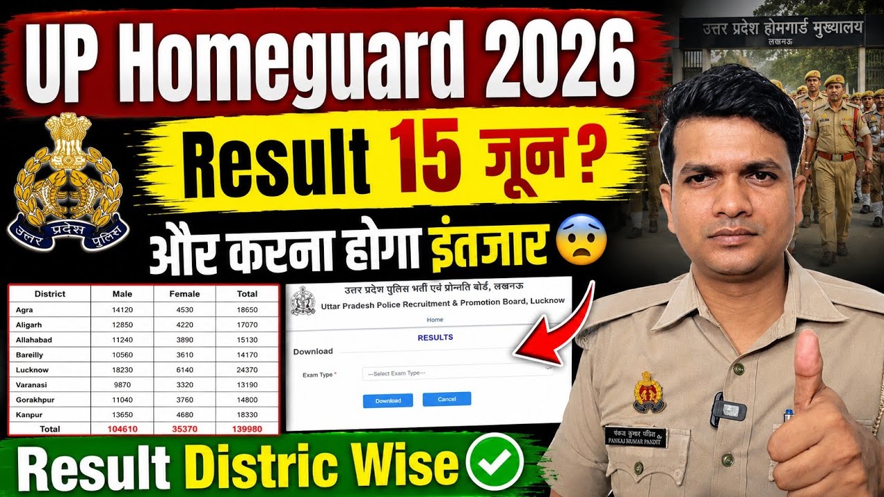 UP Homeguard Result 15 जून और करना होगा इंतजार? Up Homeguard Result जिलेवार✅️ UPHG Bharti 2026