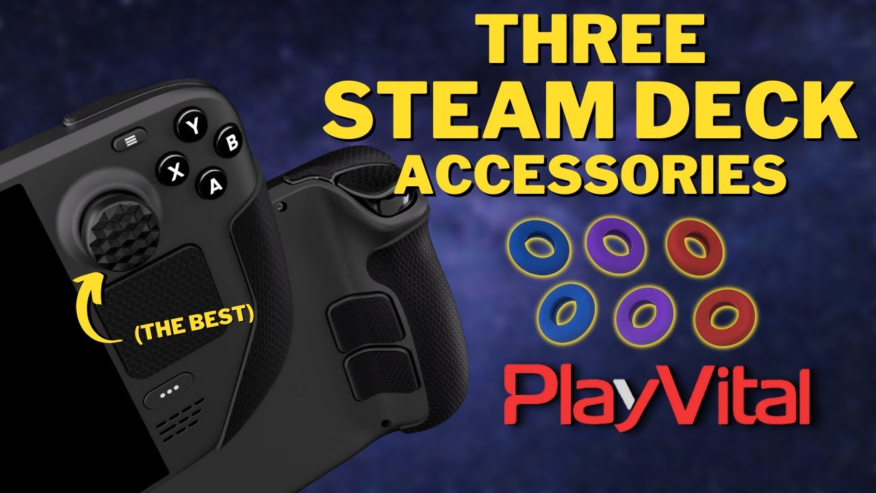 Three Steam Deck accessories from @PlayVitalGaming | Analog Stick covers, Control Rings and Grips