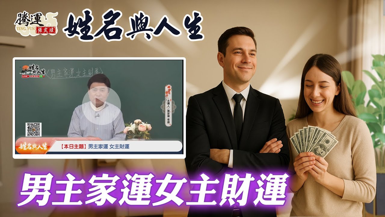 一個家男主家運，女主財運！想要富貴雙全夫妻就要一同改變！全球風水易經姓名學大師張定瑋