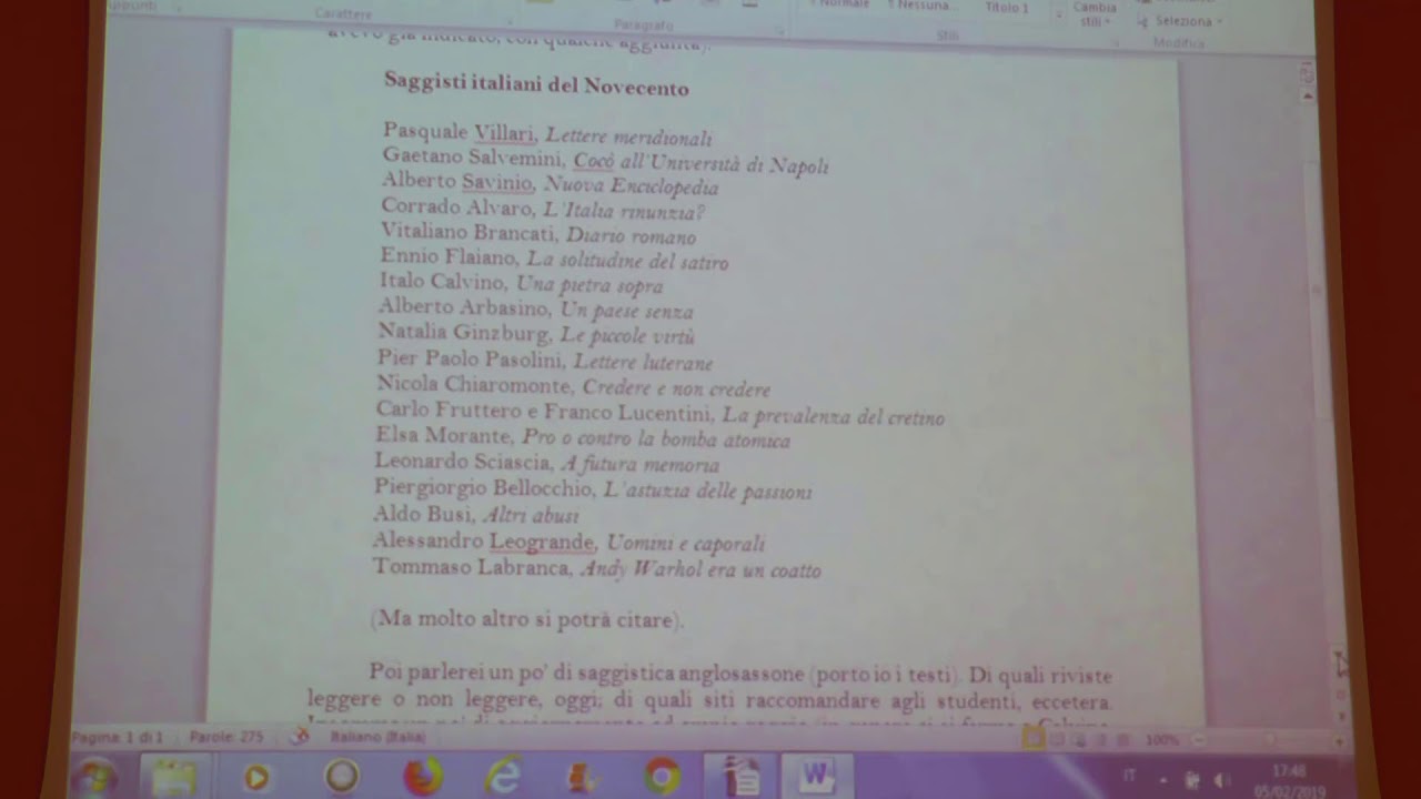 Seconda parte 05/02/2019 - Prof. GIUNTA - Italiano argomentativo - II canale - 2018-2019 | Polo Roma
