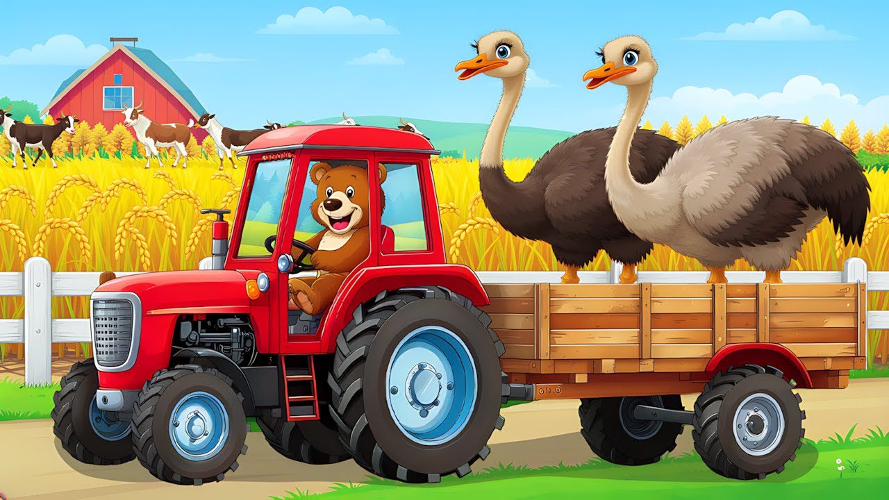 🐦🚜 Ostrich Farm: A Busy Day with the Farmer!