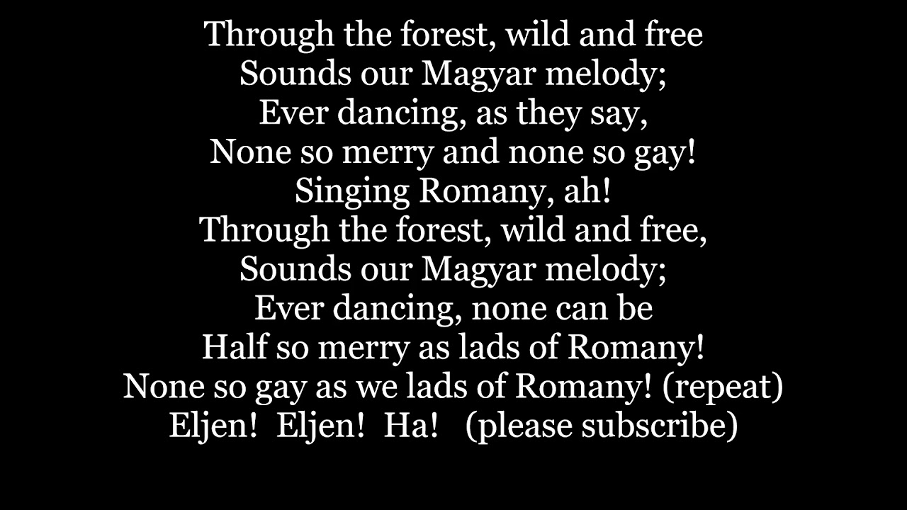 Romany Life Song a la Csardas The Fortune Teller Lyrics Words sing along Hungarian Magyar music