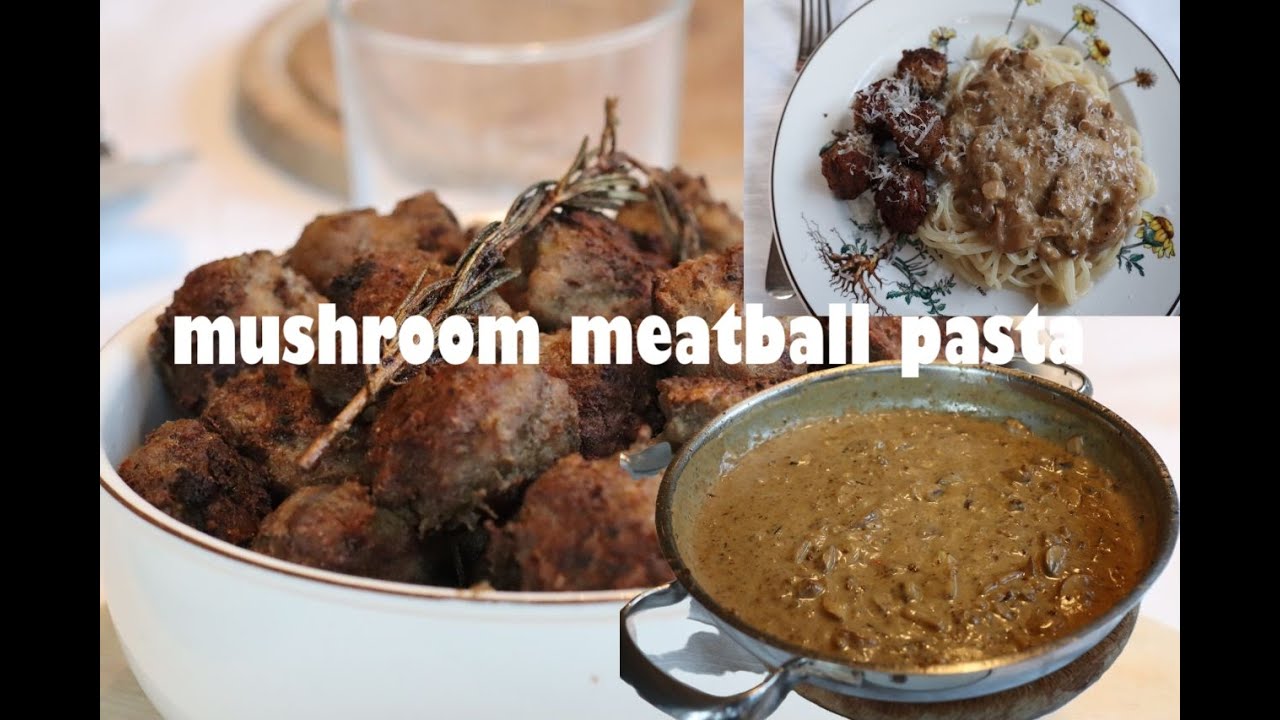 mushroom meatball pasta #food #cooking #pasta #meatballs