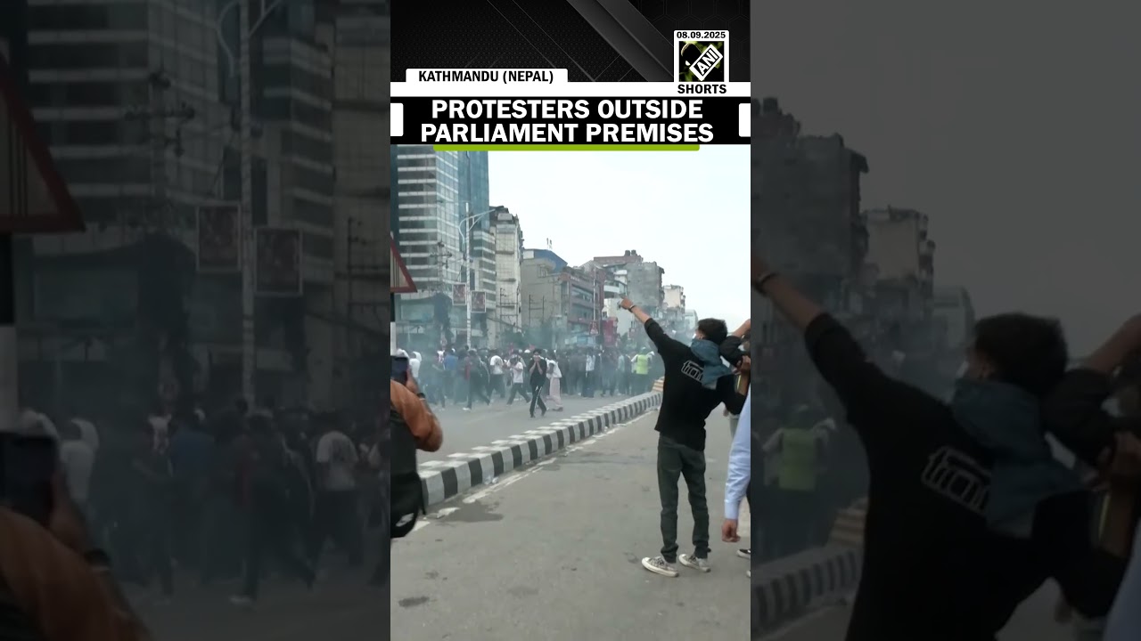 Protesters outside Kathmandu Parliament premises after Nepal Government banned social media