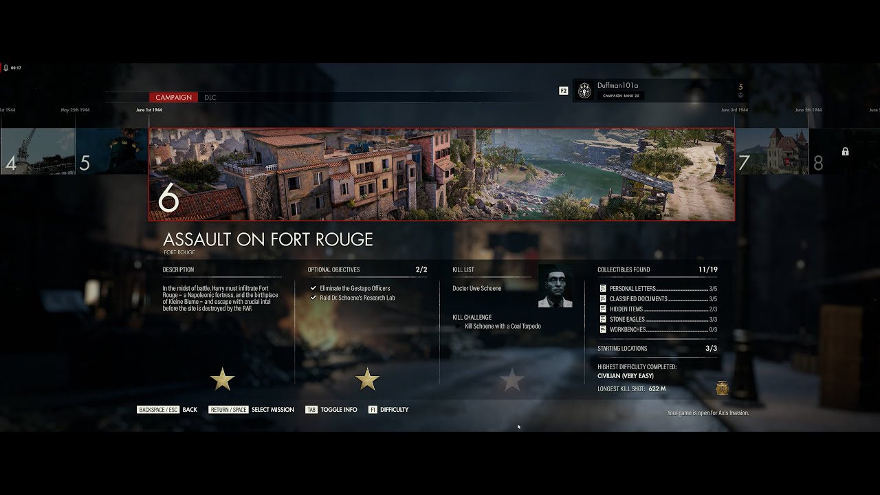 Sniper Elite Resistance Assault on Fort Rouge Kill Challenge