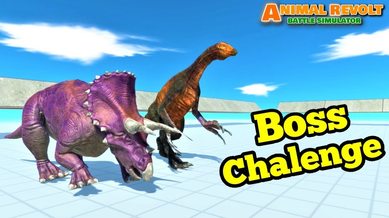 Therizinosaurus and Triceratops vs every boss factions ARBS animal revolt battle simulator 2 vs 1