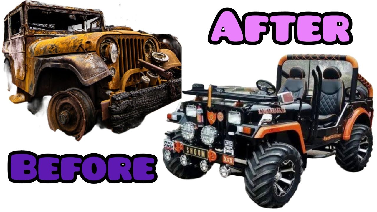 Mahindra jeep 1986 old model fully restore in new look 😱😱😱#restore #colour #modified #viralvideo....