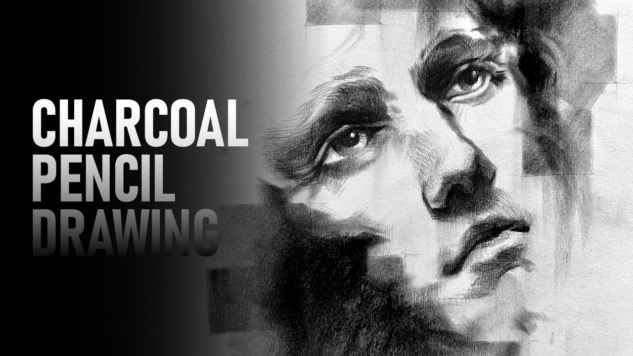 Expressive Charcoal Portrait Drawing with charcoal pencil