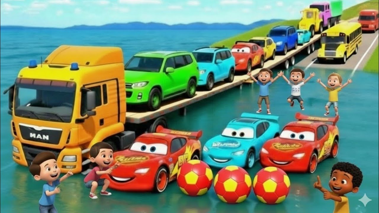 TRANSPORTING CARS & FRUITS WITH COLORED TRACTORS  Speedbumps vs Cars Train Vs Water #30 BeamNG.drive