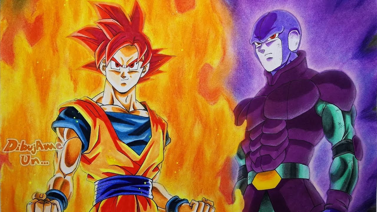 Como Dibujar a GOKU Ssj Dios y a Hit. How to Draw Goku Super Saiyan God and Hit Dragon ball Super